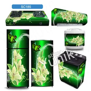 Stiker Kulkas 1 & 2 Pintu, Kompor, Magicom, AC, Mesin Cuci Bunga Hijau SC185 Sticker