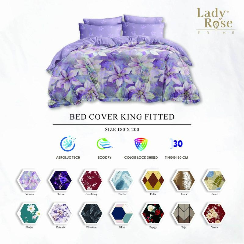 Lady Rose Prime - Bed Cover Set King 180x200 Tinggi 30Cm Fitted "Live" 3
