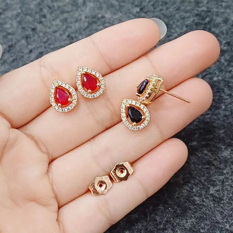 Anting Tusuk Wanita ELegan Cantik Permata Zirkon Lapis Emas Motif Baru High Quality 0
