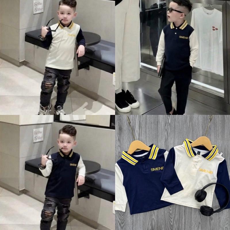 Áo polo dài tay trẻ em 10-38kg bé trai Cổ Trụ cổ kẻ chất cottong tàu ,thoáng mát,co dãn 4 chiều,mềm mịn dai ,Qc cao cấp Cho Bé