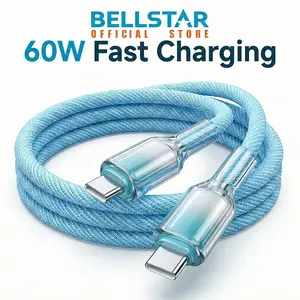 BELLSTAR Kabel Data Type C To Type C Fast Charging MFI 60W c to c For iPhone 15 Samsung infinix xiaomi redmi macbook kabel charger hp kabel data type c fast charging