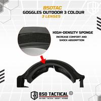 Gambar Tactical Style Outdoor Goggle 3 Lens Rubber Polymer Multifungsi Eye Protection dari BSO Tactical Kota Tangerang 5 Tokopedia