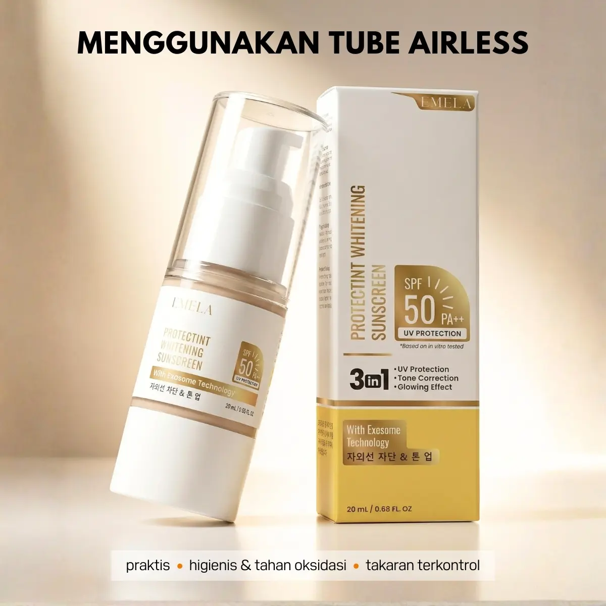 EMELA Protectint Whitening Tinted Sunscreen SPF 50 PA++++ BPOM HALAL 3in1 Hybrid Sunscreen UV Protection, Skincare, Makeup Atasi Kusam Flek Hitam Warna Kulit Tidak Merata