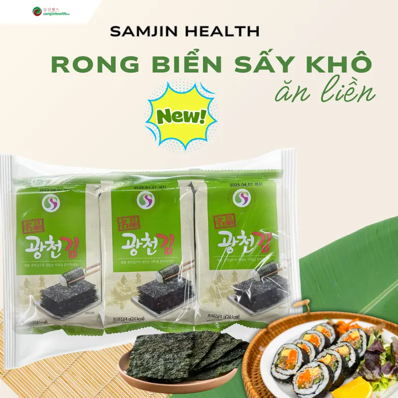 ( 30 GÓI ) Rong Biển Sấy Khô SAMJIN HEALTH - 4gram / gói Snack Lá Rong Biển 0