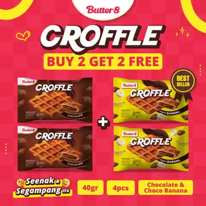 [ BUTTER8 - NGEMIL HEMAT ] 4pcs Mix Flavour - 2 Croffle Chocolate + GRATIS 2 Croffle Choco Banana - Snack Premium Kekinian Ready to Eat