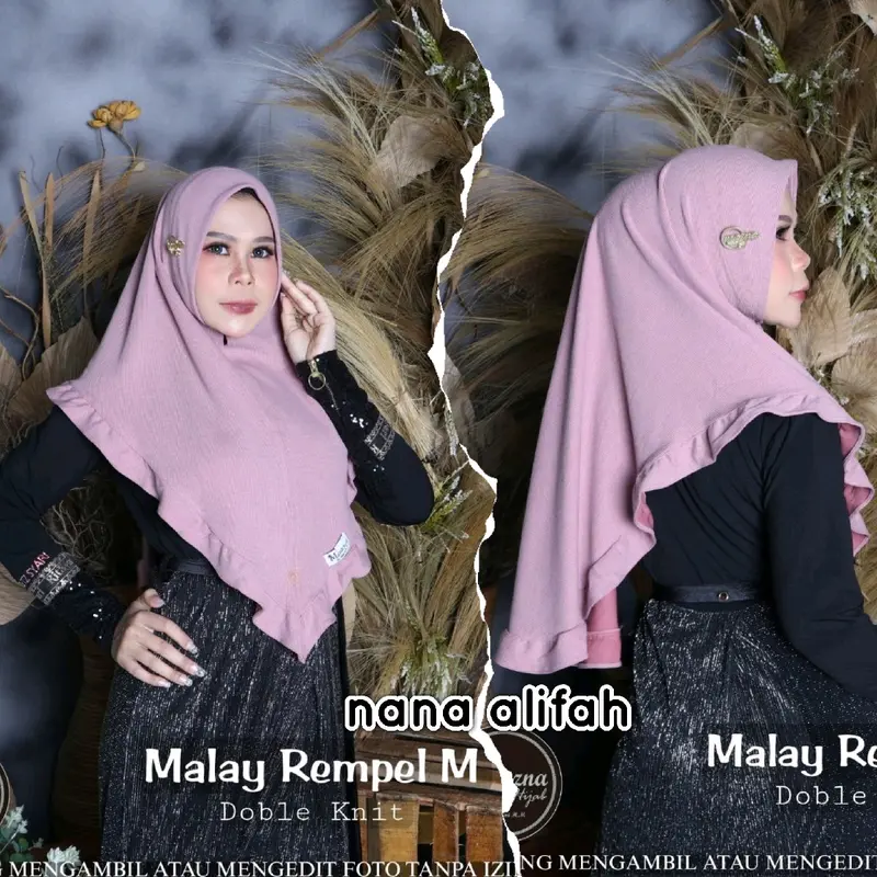 NA -  Bergo Malay Rempel Double Knit Size M by Do'a Ibu hijab Nana Alifah Nyaman Muslim 0