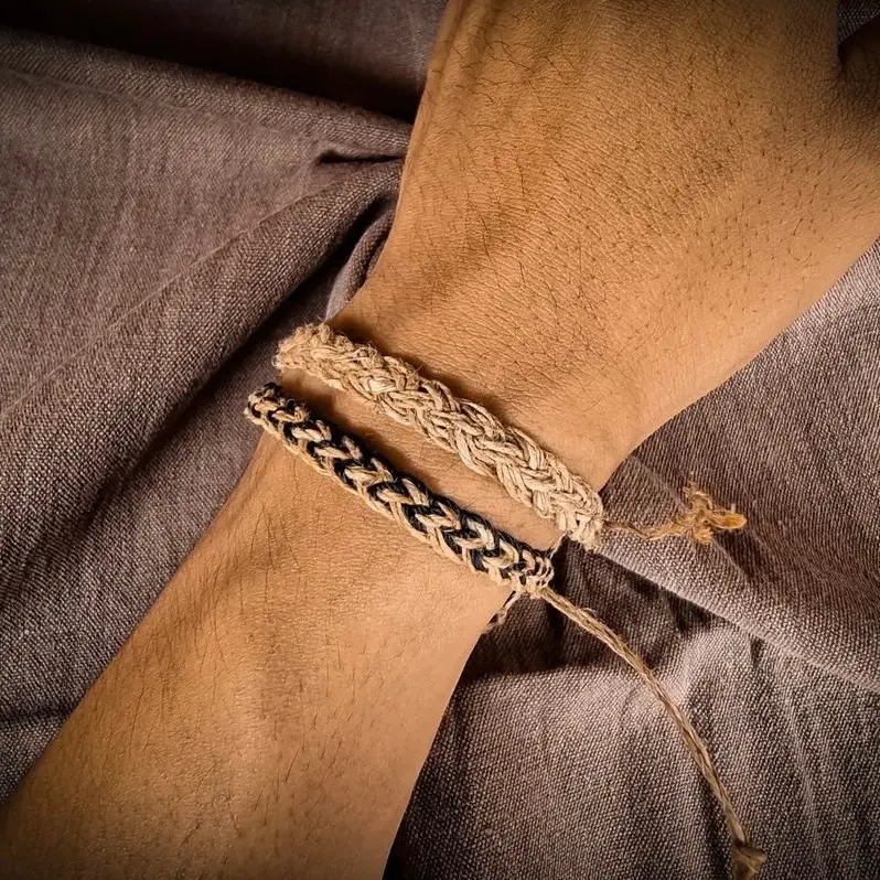 Gelang kepang kulit kayu khas baduy Bracelets Coklat Elegan pria 3