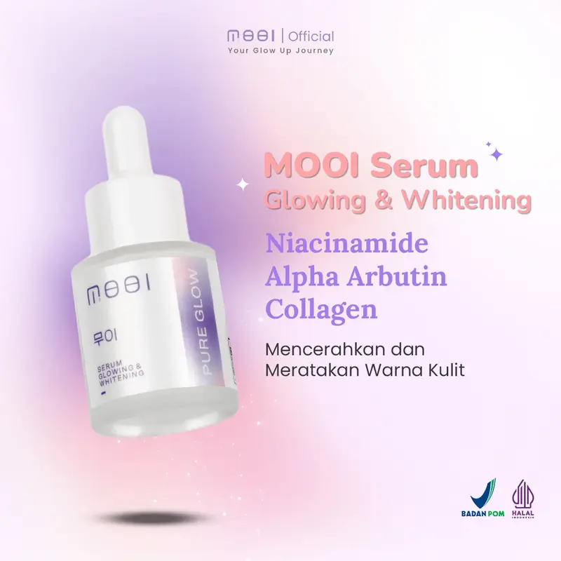MOOI Serum Pure Glow Mencerahkan Wajah Serum Korea Free Emas Pencerah Essence 1