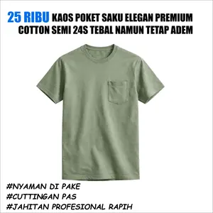 KAOS POLOS SAKU LENGAN PENDEK DENGAN HARGA TERJANGKAU ,COTTON SEMI PREMIUM 24S,JAHITAN RAPIH PROFESIONAL