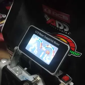 2in1 LCD Digital Pengukur Temperatur Air Voltmeter Tekanan Udara/ 12V 24V 2in1 LCD Car Digital Display Gauge Voltage Pressure Water Temp Meter with Buzzer Alarm M10/ Voltmeter Suhu Motor Mobil