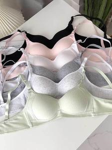 Conjunto de sujetadores acanalados para chicas adolescentes (6 piezas), apto para edades de 13 a 16 años, ropa interior juvenil, comodidad sencilla, esencial para uso diario, diseño suave y transpirable