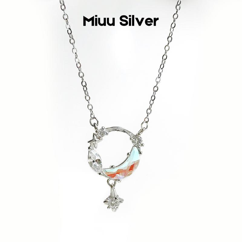 Dây chuyền nữ Miuu Silver vòng cổ bạc đính đá mặt trăng Moonstars