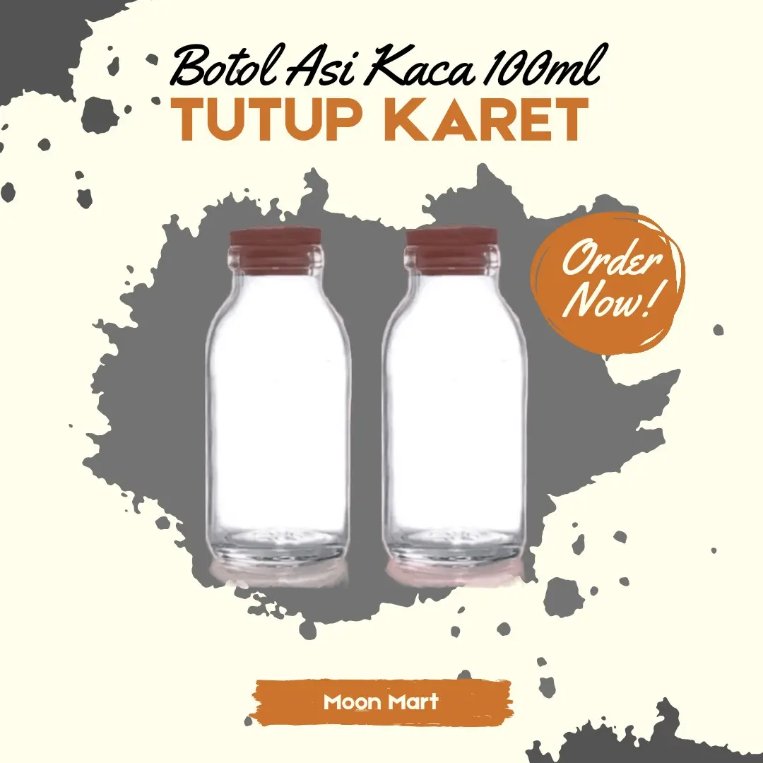 MoonMart - Botol Asi Kaca Transparan 100ml / Botol Kaca Jamu Mini One Shoot Bayi Powder
