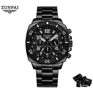 ZUNPAI Men's Watch Fashion Quartz Movement Wristwatch Analog Chronograph Business Waterproof Luminous Stainless Steel Strap Casual Sports Watch for Men