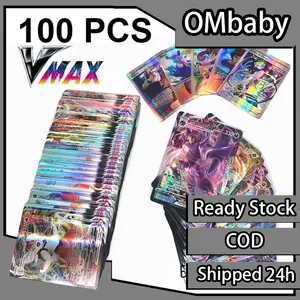 100PCS Kartu Pokemon TCG Vmax Hologram English Version Trading Card Games Toys