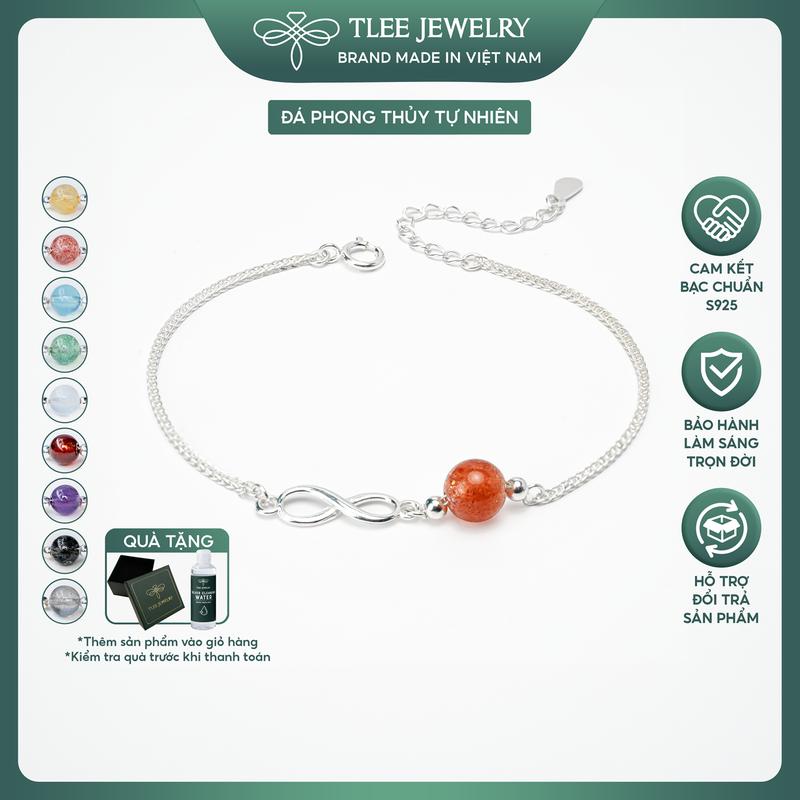 Vòng tay bạc nữ TLEE bạc 925 mix hạt đá và charm vô cực TLEE JEWELRY LT0331