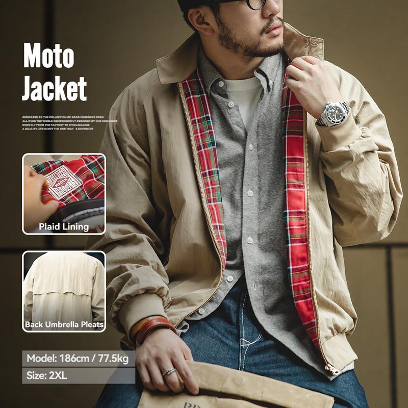 Áo Khoác Kaki Cổ Điển MADEN, Lớp Lót Kẻ Sọc Cổ Điển, Áo Khoác Thường Ngày Cho Nam, Làm Bằng Bông, Quần Áo Bomber, Nhẹ, Thời Trang Đường Phố, Thương Hiệu Xu Hướng Đi Xe Máy