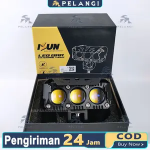 ISUN LED BAR LGS 3 PRO-SERIES Lampu Tembak SQL 3 Mata HD-Blue Lens dengan Kipas dan Demon Eyes