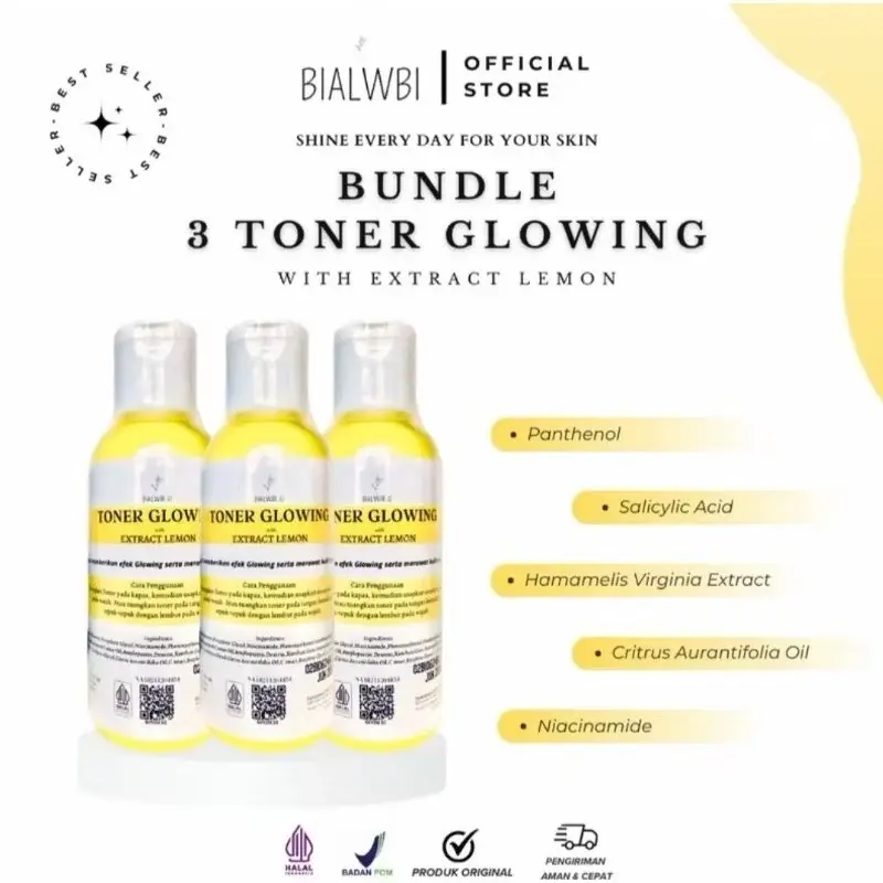 BUNDLING TONER BELI 1 DAPAT 3 BIALWBI TONER LEMON BPOM ORIGINAL JERAWAT BERUNTUSAN FLEK BIALWBI TONER LEMON