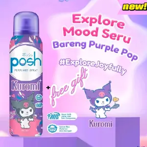 POSH PARFUM SPRAY PURPLE POP KUROMI   150ML +FREE GIFT EDISI SANRIO/ PARFUM WANITA / PARFUM CEWEK/PARFUM LUCU/PARFUM BADAN/PARFUM TAHAN LAMA/PARFUM ANAK SEKOLAH