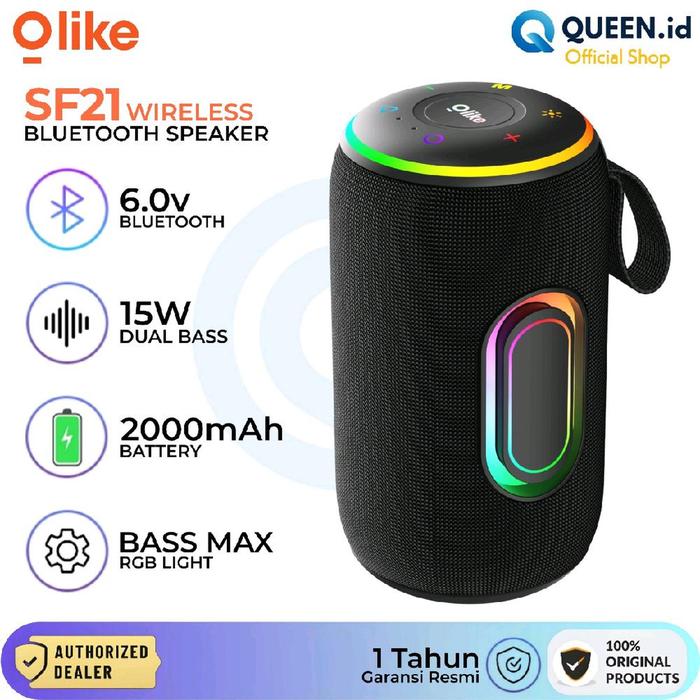 Gambar Olike SF21 Wireless Portable Bluetooth Speaker 6.0 LED Light 2000mAh Bass Max TWS Support TF USB 15W dari QUEEN id Official Kab. Tangerang Tokopedia