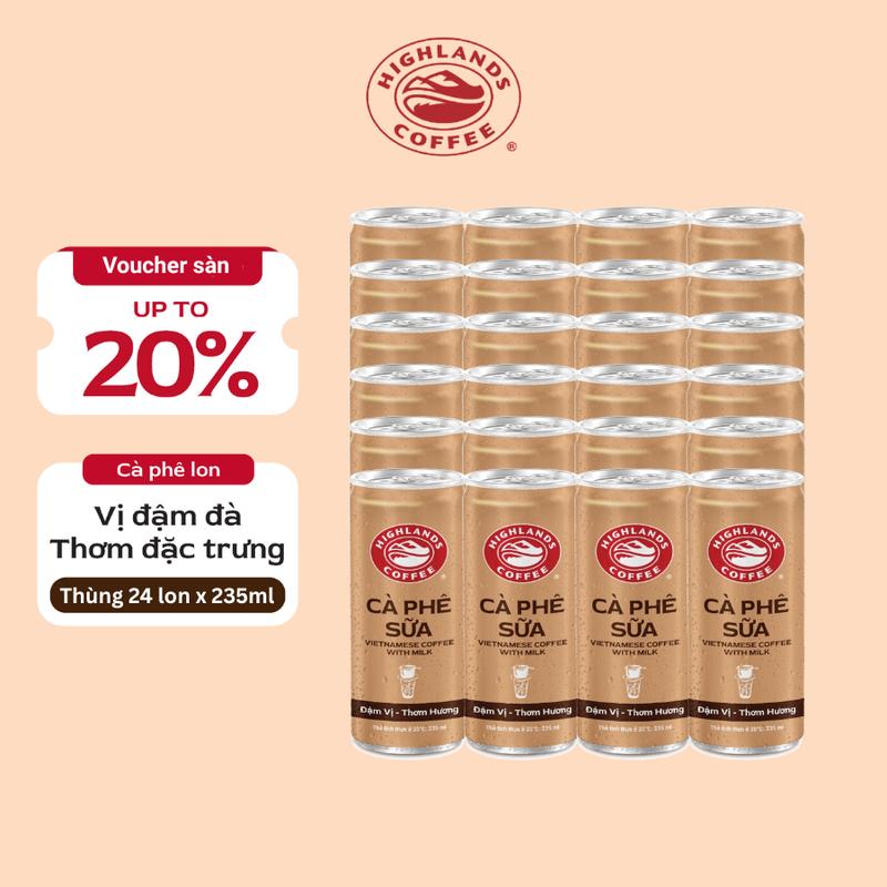 Thùng 24 Lon Cà Phê Sữa Highlands Coffee 235ml