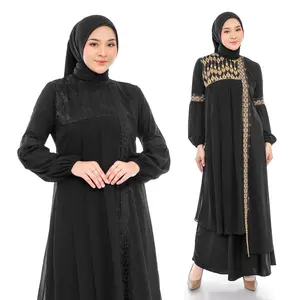 Comera - Abaya Elina Gamis Turkey Hitam Jersey Ceruti Bordir Payet Mewah Dress Lebaran Pesta 484