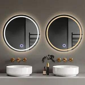 Cermin Dinding Kamar Mandi LED Bulat telur,Persegi Panjang ,Bulat ,Peredupan Anti-kabut,Sentuh Tombol,Dapat