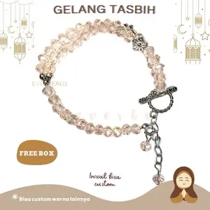 Gelang Tasbih Kristal 6mm Ukuran Kecil 33 Butir Free Box Cantik | Aplikator Silver Cantik