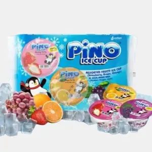 Pino Es Serut Buah 50ml/4pcs/pak Minuman Perisa Buah Segar dalam Bentuk Cup Ice Cup Cocok untuk Camilan Anak Dewasa
