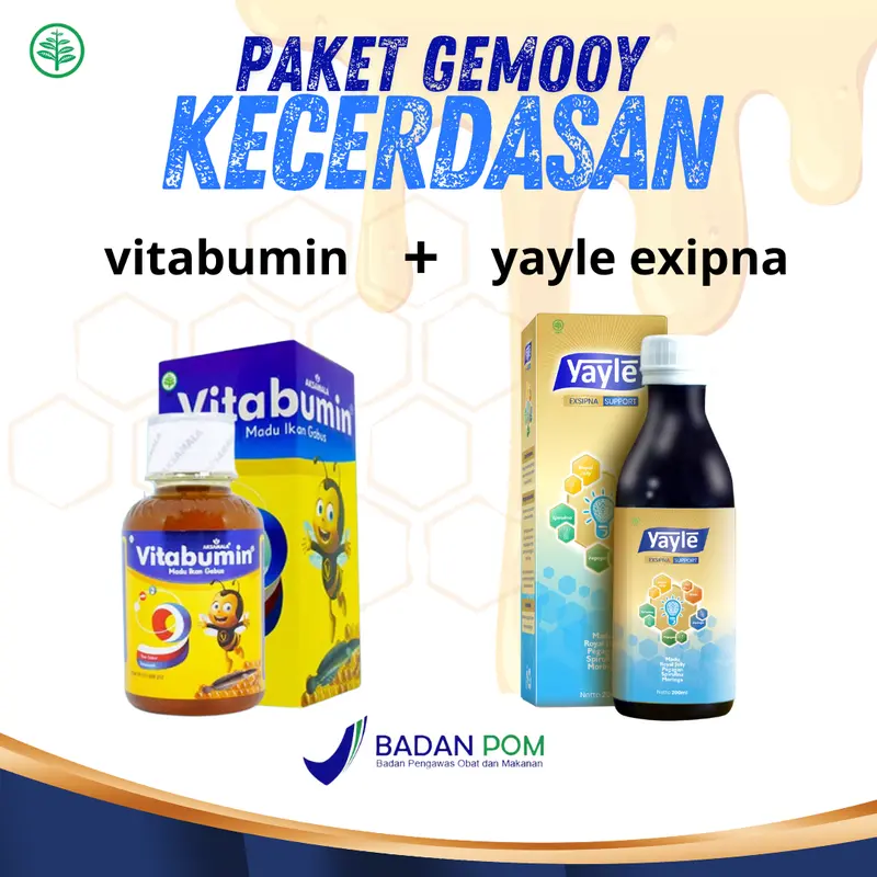 PAKET LENGKAP VITABUMIN MADU IKAN GABUS X YAYLE EXIPNA SUPPORT - paket kecerdasan dan tumbuh kembang anak 1 - 13 tahun vitamin anak madu anak Pelancar Perawatan 0