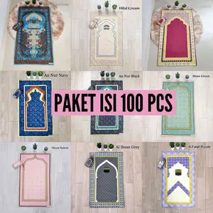 100 PCS Sajadah Travel JUMBO Ukuran 105 x 60 cm / Sajadah Souvenir UMROH dan HAJI - Free pouch sajadah sholat