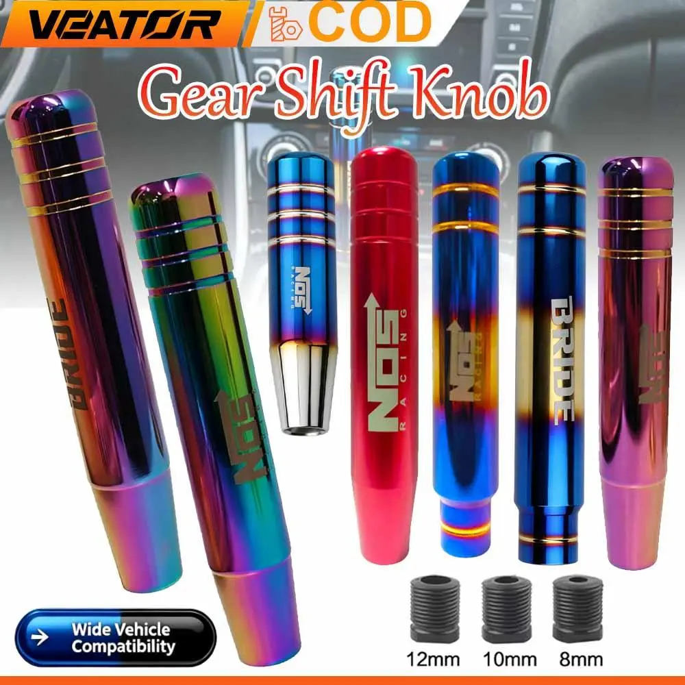 13/18cm NOS/BRIDE Racing Knob Persneling Mobil Manual Universal JDM Bahan Aluminium Warna Gradien Pelangi Bakar
