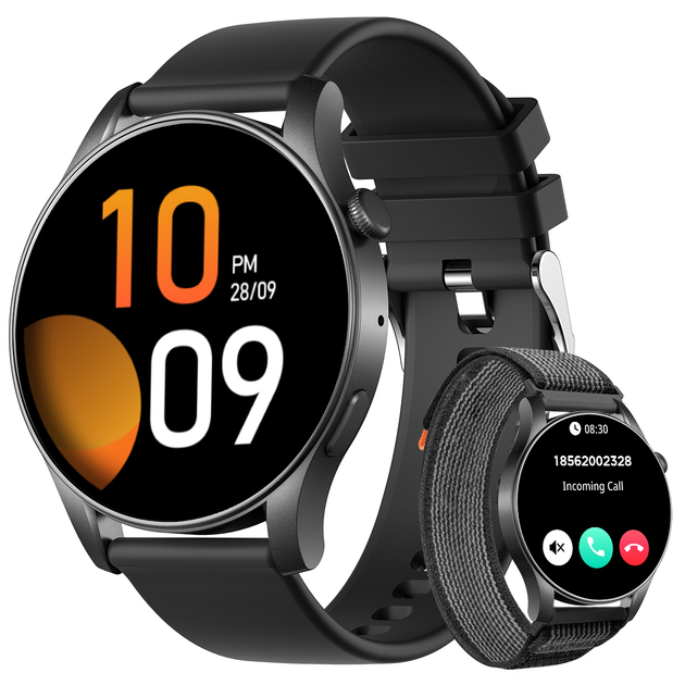KC88 Relógio Inteligente Original com Chamadas Bluetooth e Monitoramento Saúde Avançado Tela HD 1.43' Resistência IP67 Bateria Longa Duração Assistente de Voz IA 107 Modos Esportiv