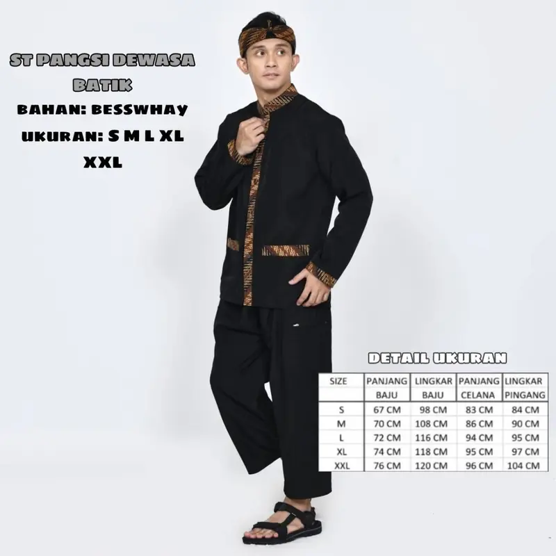 SETELAN PANGSI POLOS BAJU PANGSI SUNDA BAJU SETELAN GRATIS IKAT KEPALA Celana Dewasa Katun Panjang Pria 3