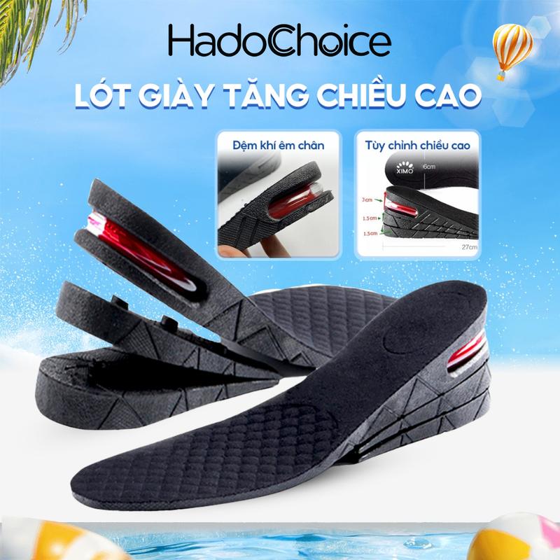 Cặp Lót Giày Đệm Khí Tăng Chiều Cao XIMO XL10 Êm Chân và Thoáng Khí Nhung Miếng Lót Giày Cao Su Nam