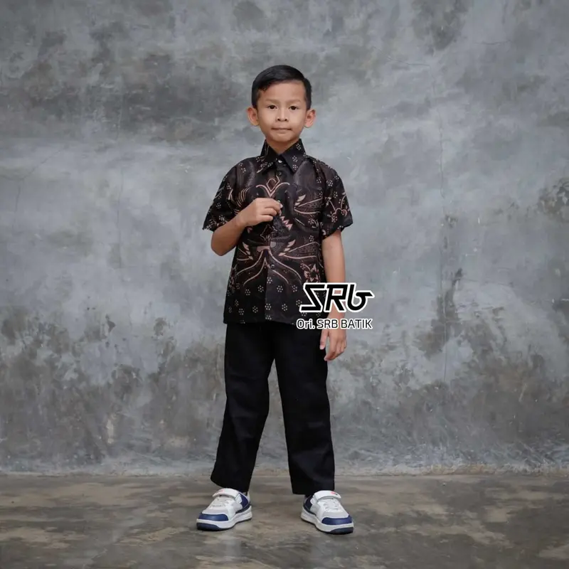 FRONT CHOICE - TERBARU COUPLE SWEET BATIK COUPLE AYAH DAN ANAK LAKI LAKI - BATIK PRIA LENGAN PANJANG WARNA HITAM MOTIF SENTANI TERLARIS 4