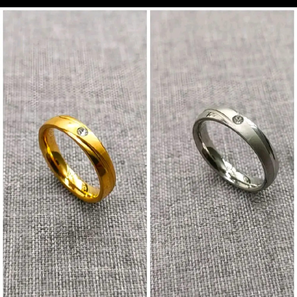Cincin Titanium Emas Dan silver permata  / anti karat Rings
