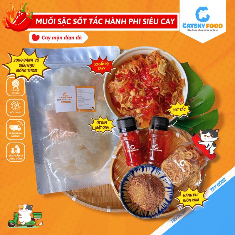   COMBO Vò Trộn Muối Bánh Tráng  Bánh Tráng Phơi Sương Vò Trộn Muối Sặc Muối Mix & Topping  – Ngon Lạ - Ăn Vặt Catsky Food 