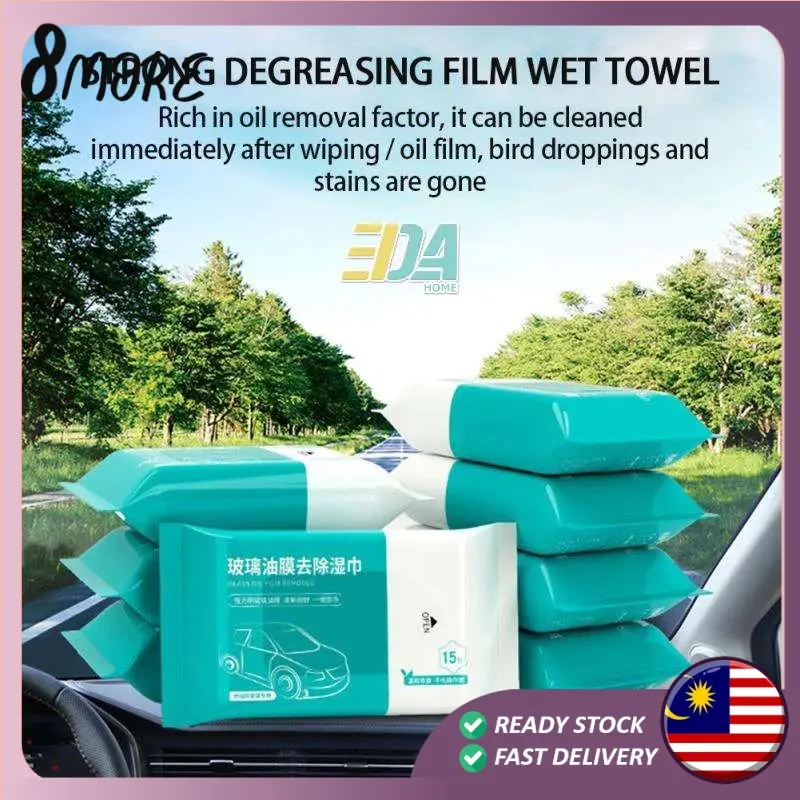 15pcs Multipurposes Glass Oil Film Remover Wipes Glass Car Window Cleaner Windshields Cleaner Lap Penyingkiran Filem Automotive