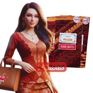 3Pcs Kain Panjang Jarik Batik Kain Batu Felissa Coklat Solo-Kain Jarik Batik Cukin Kebat Serbaguna