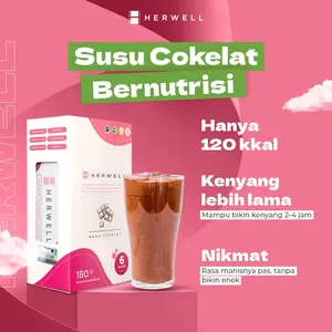 Herwell Minuman Serbuk Rasa Coklat - 1 box (isi 6 Porsi)