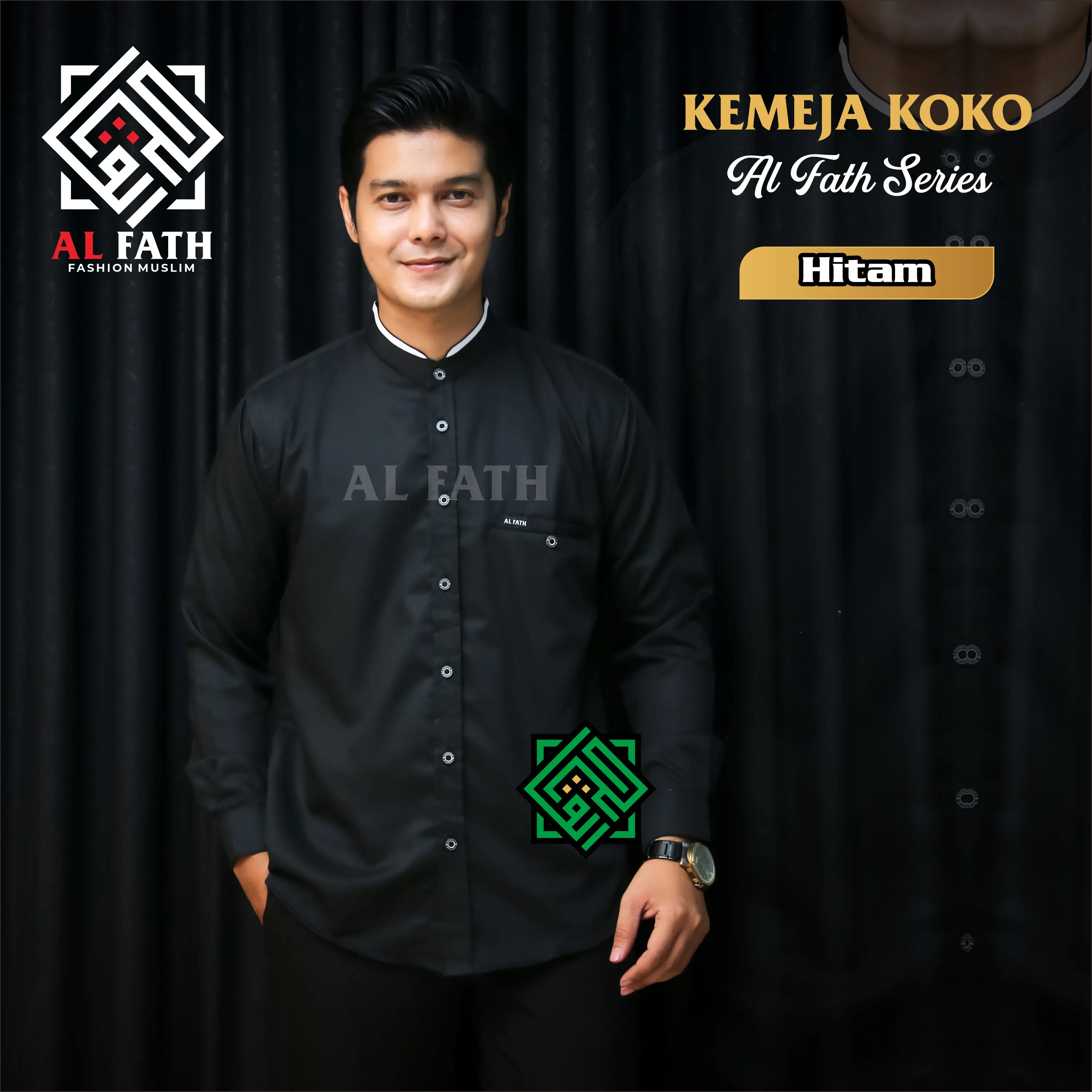 Kemeja Koko Pria Lengan Panjang Toyobo Saku Samping Motif List Classic Basic