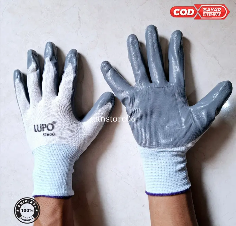 SARUNG TANGAN SAFETY MERK LUPO /SARUNG TANGAN KERJA MERK LUPO/SARUNG TANGAN INDUSTRI KARET LATEX ANTI SLIP MERK LUPO PREMIUM -Danstore 2