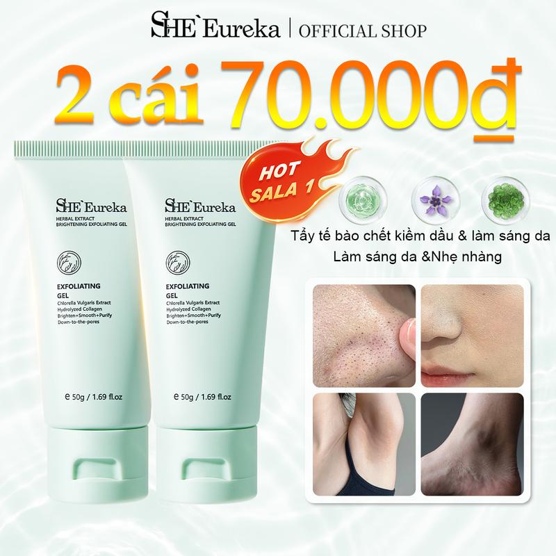【2CÁI 70.000đ SHEEureka Gel tẩy tế bào chết 50g nhẹ nhàng tẩy tế bào chết và thu nhỏ lỗ chân lông cải thiện làn da xỉn màu và phù hợp cho da mặt và cơ thể.