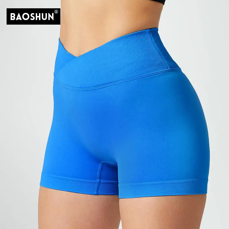 Quần Đùi Tập Yoga, Liền Mạch, Phong Cách Âu Mỹ Cạp Thấp, Thiết Kế Eo Chéo, Thích Hợp Chạy Bộ Và Đạp Xe Mùa Hè, Quần Đùi Thể Dục Thể Thao Sport Tập Thể Dục 0