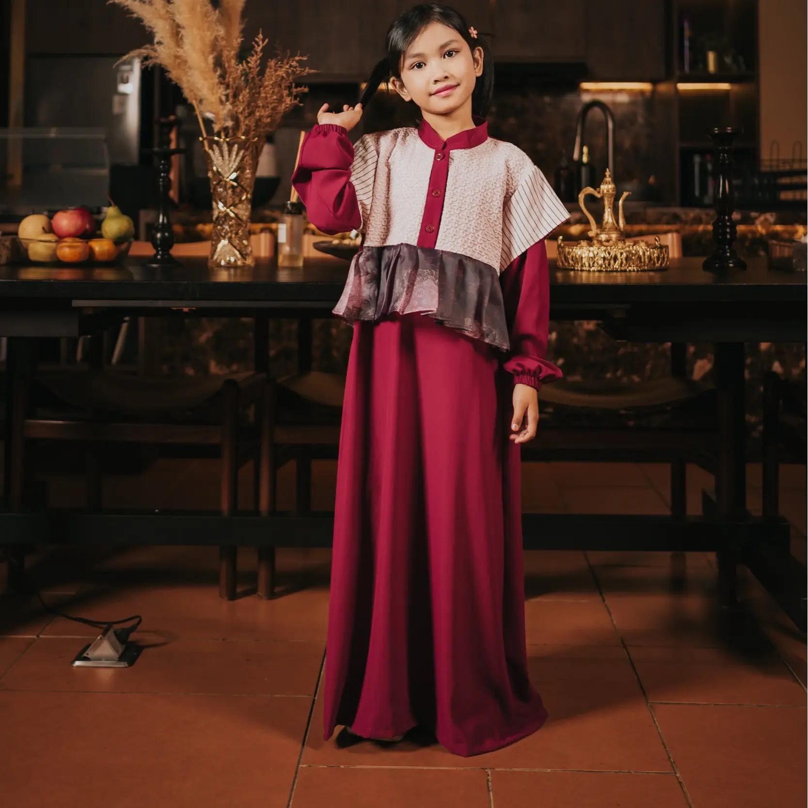 Dress Maroon Anak (L-XL)