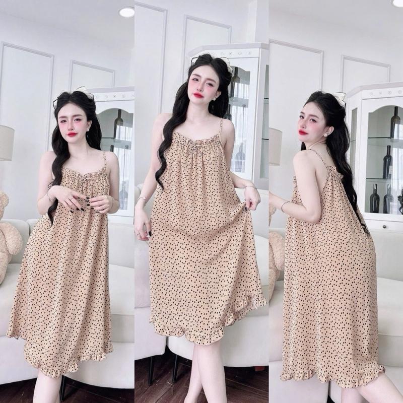  Váy Ngủ Lụa Mango Hai Dây - Hoa Nhí Dễ Thương- Mát Mẻ Thoải Mái Mùa Hè- 40-75kg  