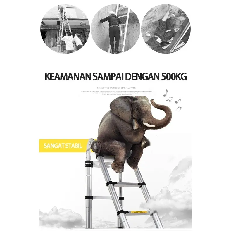 Tangga Lipat Aluminium 4.4M/Teleskopik Single Telescopic Ladder4.4M /Double Telescopic Ladder4.4M/Tangga 4.4 M Lipat Alumunium 2