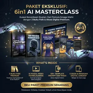 AICO - Paket 6 in 1 Lengkap Buku Belajar AI Kamus Chat GPT Learning Pass AI004CO